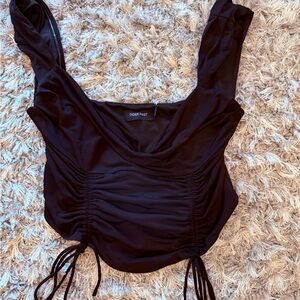 Tiger Mist Black Ruched Bodysuit